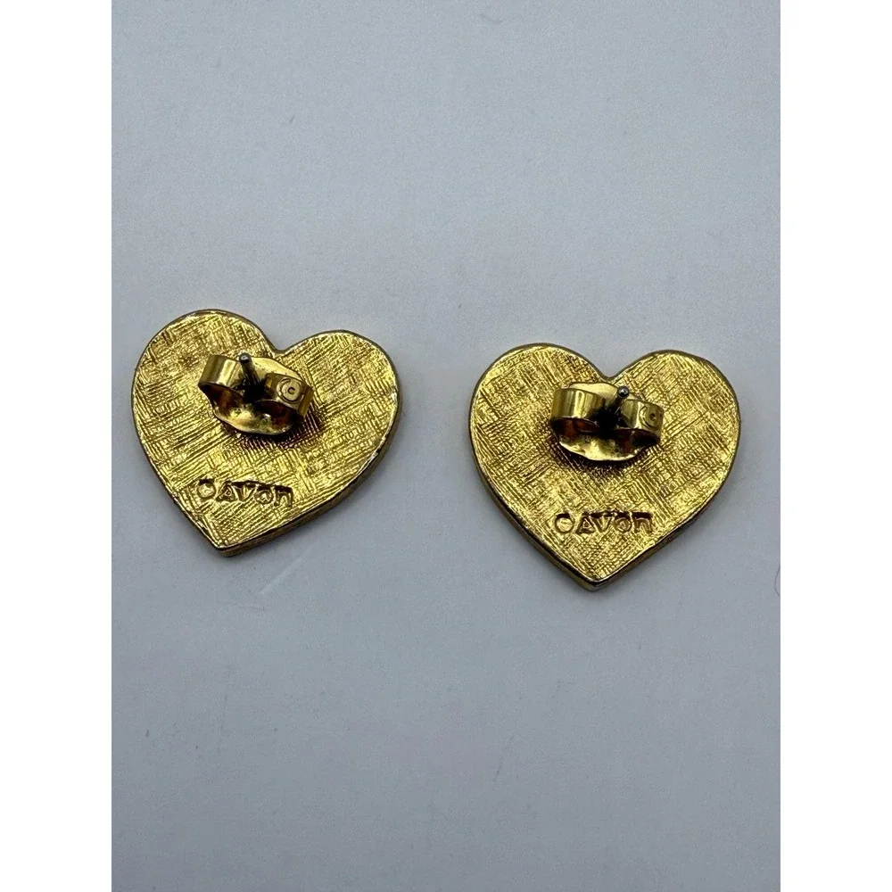 Vintage Avon Patriotic Heart Earrings – Red White Blue Novelty Jewelry‎